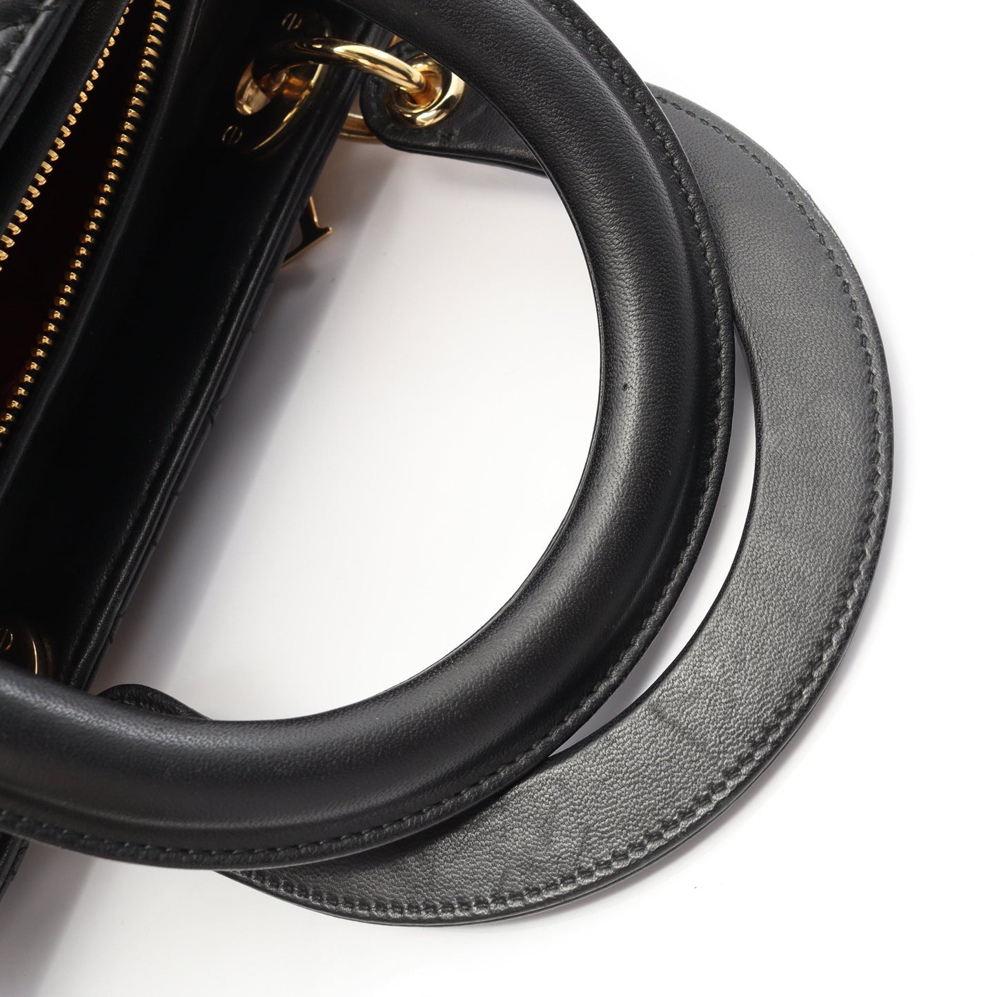 LADY DIOR レディディオール カナージュ ハンドバッグ レザー ブラック 2WAY クリスチャンディオール バッグ Christian Dior