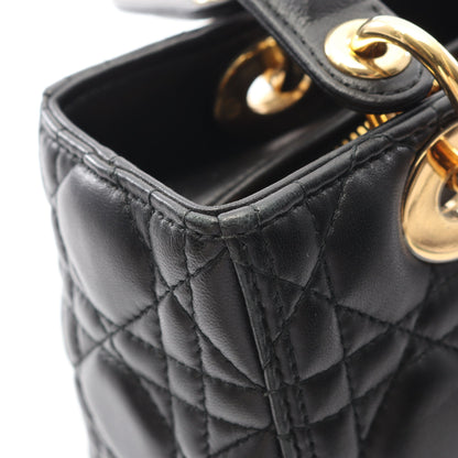 LADY DIOR レディディオール カナージュ ハンドバッグ レザー ブラック 2WAY クリスチャンディオール バッグ Christian Dior