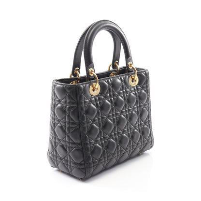 LADY DIOR レディディオール カナージュ ハンドバッグ レザー ブラック 2WAY クリスチャンディオール バッグ Christian Dior