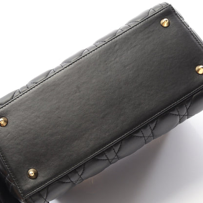LADY DIOR レディディオール カナージュ ハンドバッグ レザー ブラック 2WAY クリスチャンディオール バッグ Christian Dior