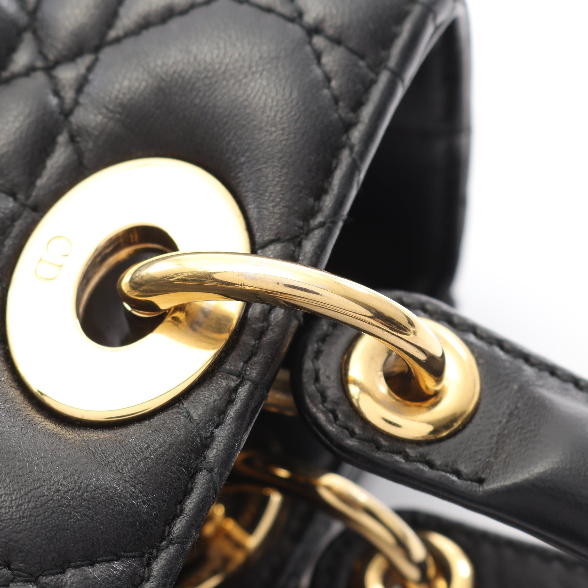 LADY DIOR レディディオール カナージュ ハンドバッグ レザー ブラック 2WAY クリスチャンディオール バッグ Christian Dior