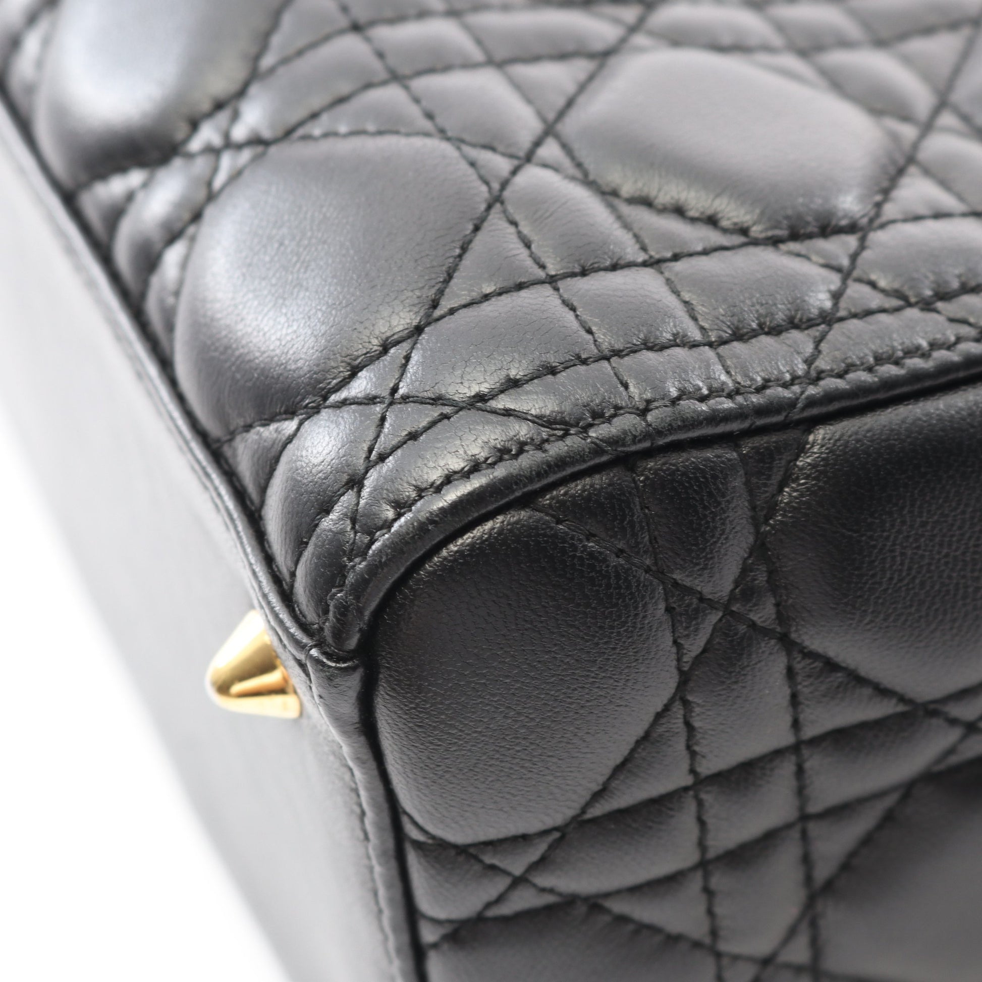 LADY DIOR レディディオール カナージュ ハンドバッグ レザー ブラック 2WAY クリスチャンディオール バッグ Christian Dior
