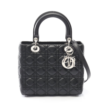 LADY DIOR レディディオール カナージュ ハンドバッグ レザー ブラック 2WAY クリスチャンディオール バッグ Christian Dior