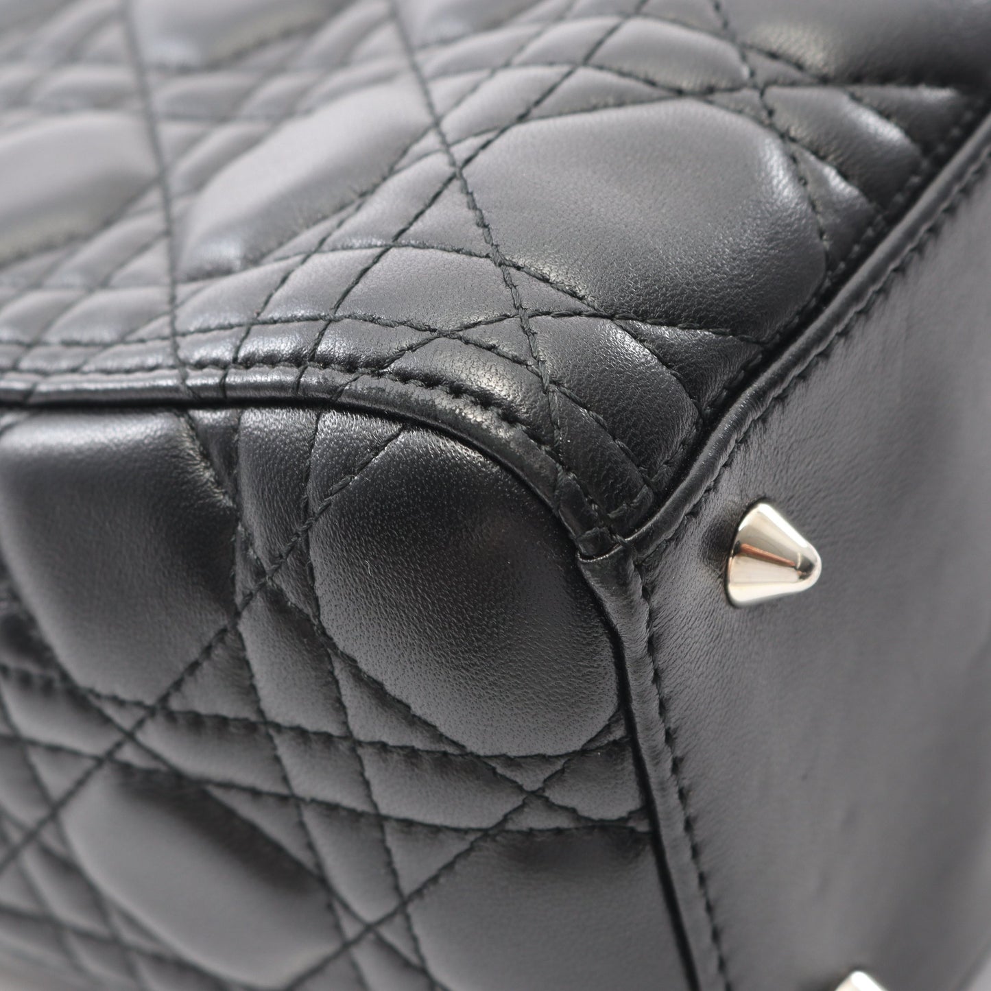 LADY DIOR レディディオール カナージュ ハンドバッグ レザー ブラック 2WAY クリスチャンディオール バッグ Christian Dior