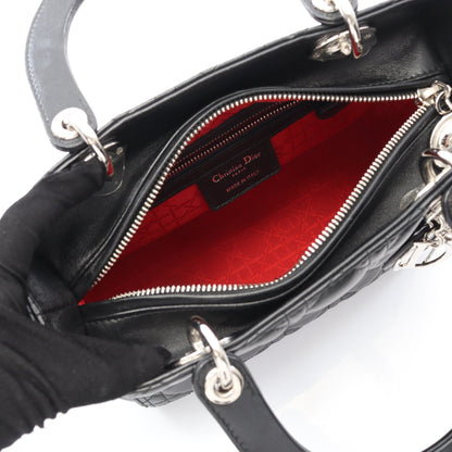 LADY DIOR レディディオール カナージュ ハンドバッグ レザー ブラック 2WAY クリスチャンディオール バッグ Christian Dior