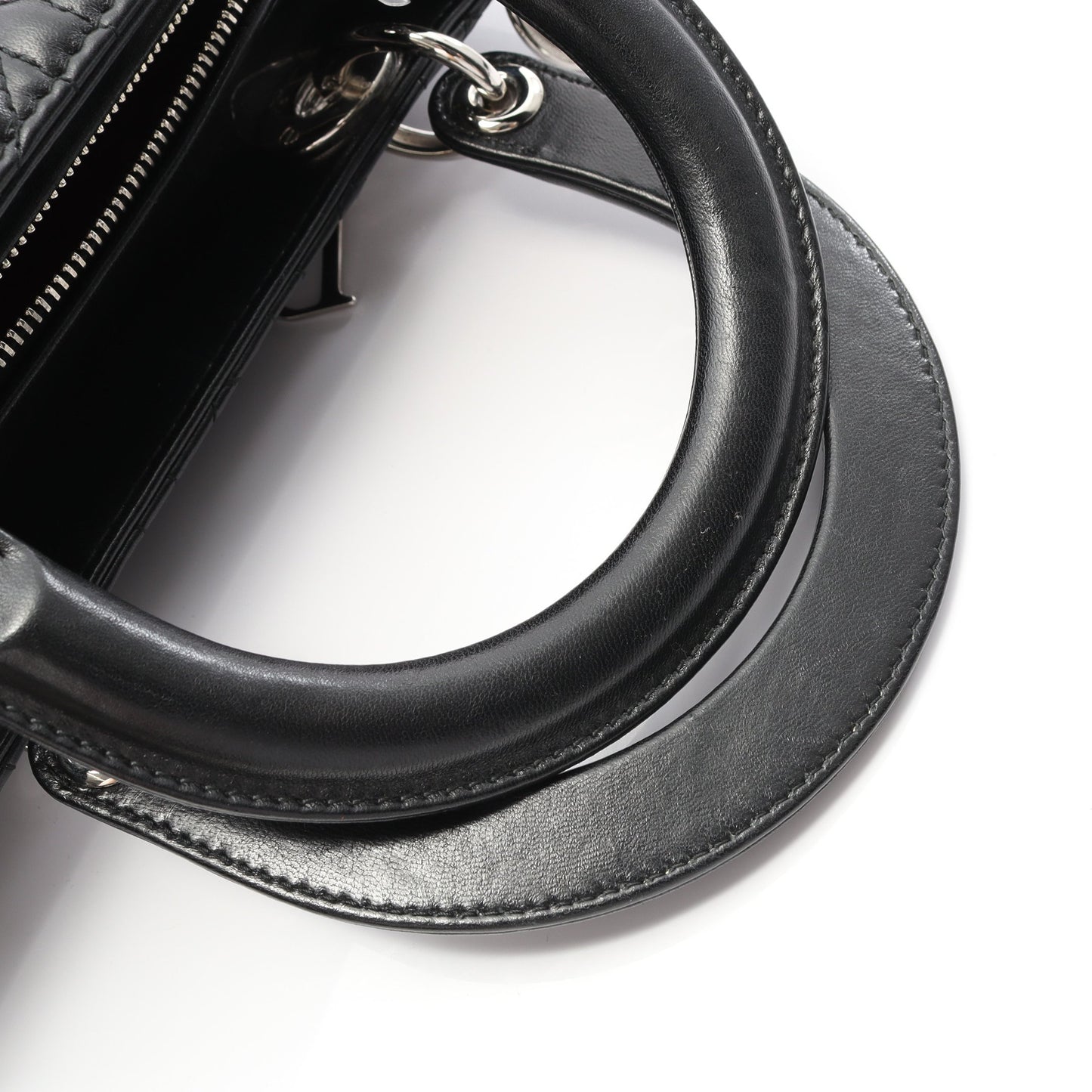 LADY DIOR レディディオール カナージュ ハンドバッグ レザー ブラック 2WAY クリスチャンディオール バッグ Christian Dior