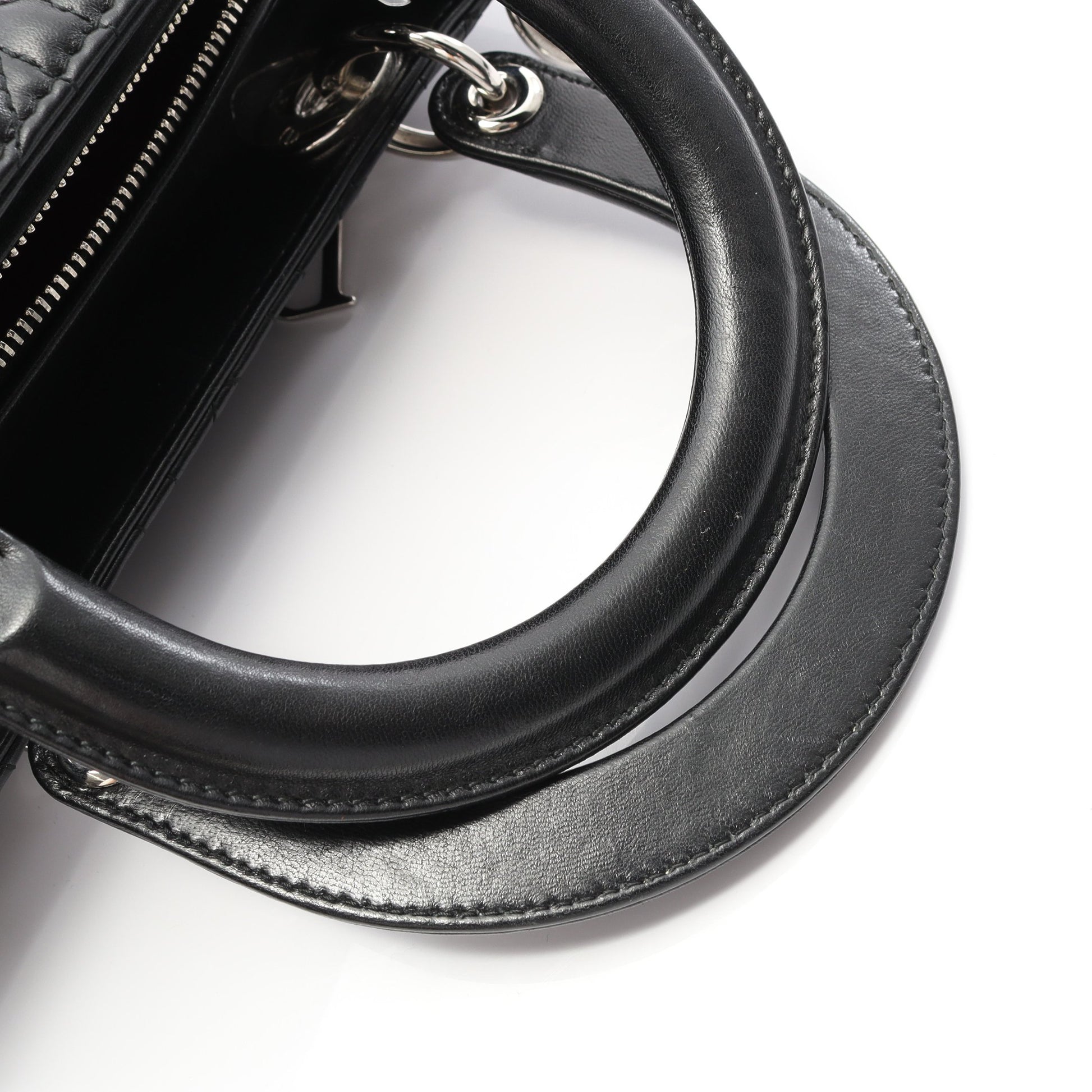 LADY DIOR レディディオール カナージュ ハンドバッグ レザー ブラック 2WAY クリスチャンディオール バッグ Christian Dior