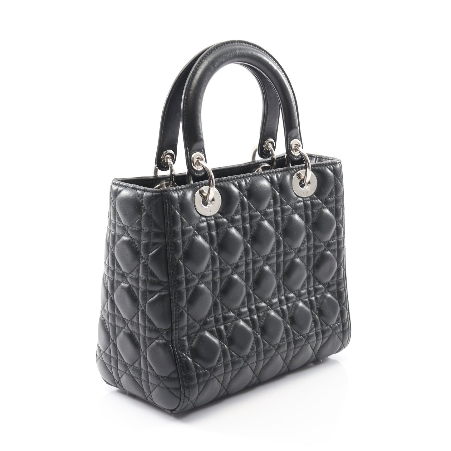 LADY DIOR レディディオール カナージュ ハンドバッグ レザー ブラック 2WAY クリスチャンディオール バッグ Christian Dior