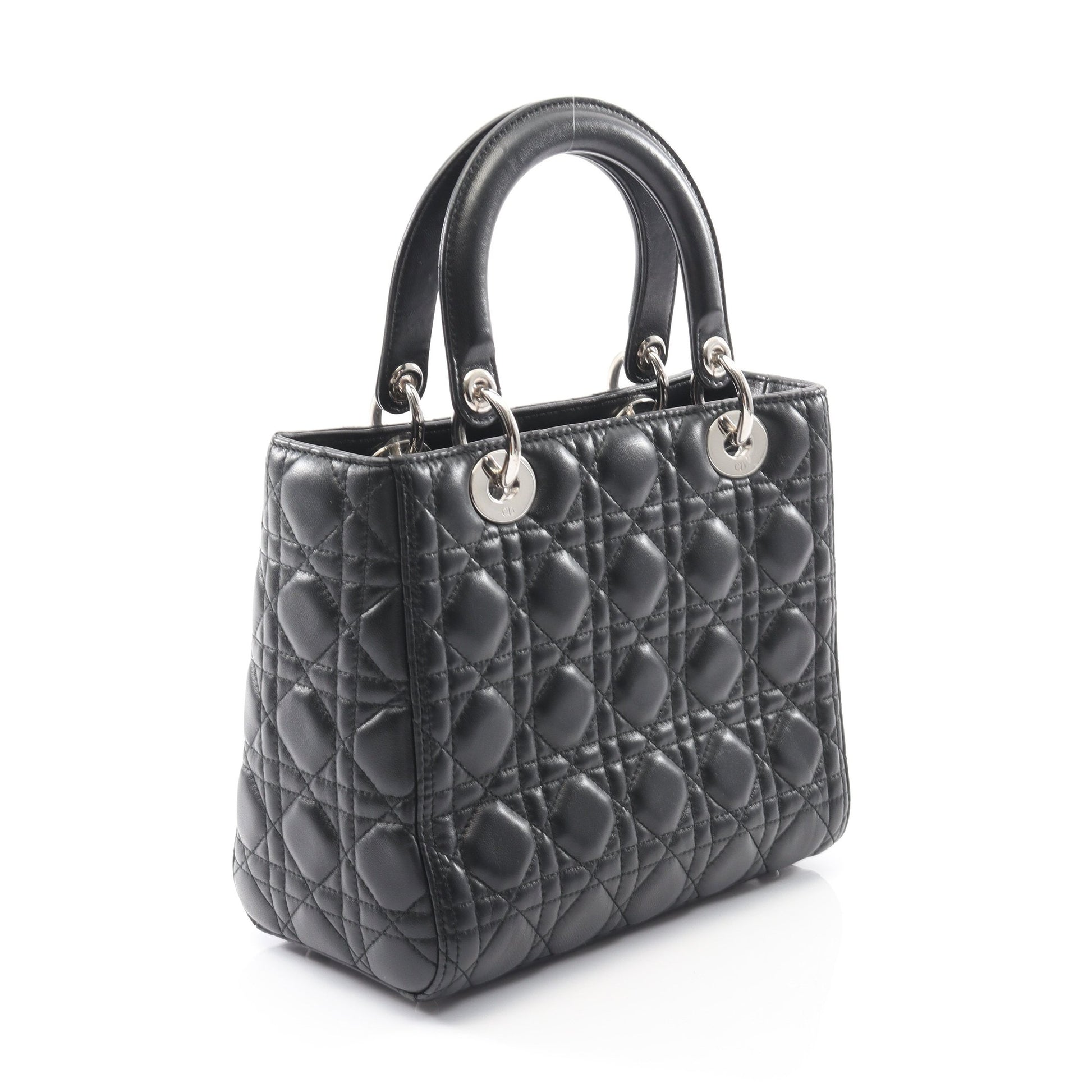 LADY DIOR レディディオール カナージュ ハンドバッグ レザー ブラック 2WAY クリスチャンディオール バッグ Christian Dior