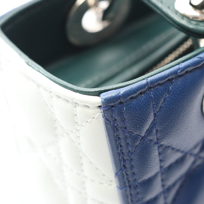 LADY DIOR レディディオール カナージュ ハンドバッグ レザー ブルー ダークグリーン ライトブルー 2WAY クリスチャンディオール バッグ Christian Dior