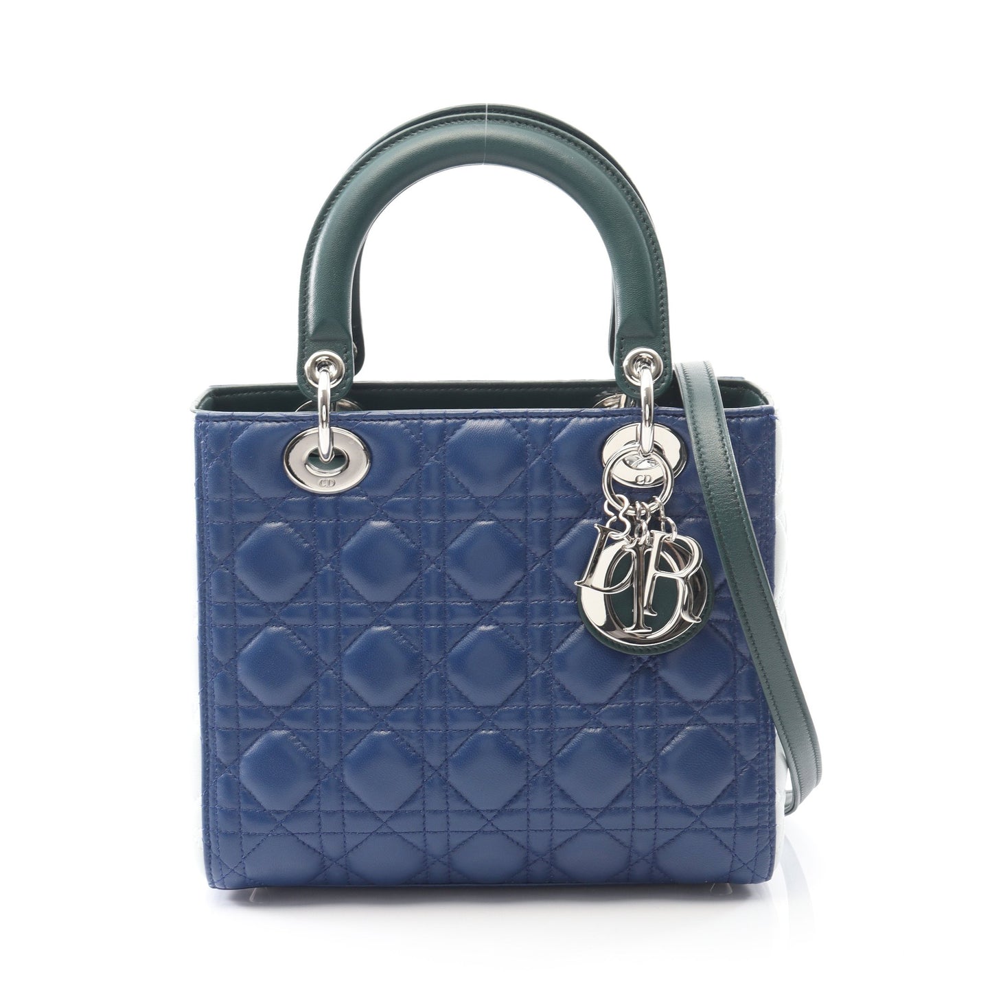 LADY DIOR レディディオール カナージュ ハンドバッグ レザー ブルー ダークグリーン ライトブルー 2WAY クリスチャンディオール バッグ Christian Dior