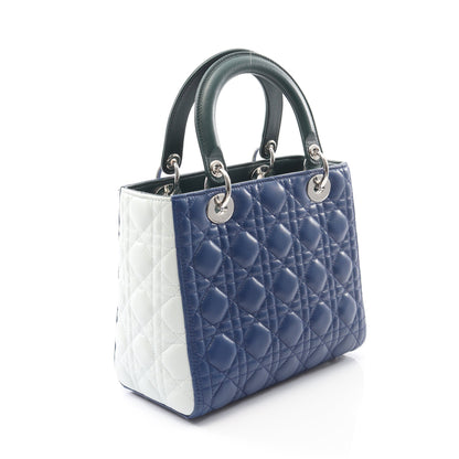 LADY DIOR レディディオール カナージュ ハンドバッグ レザー ブルー ダークグリーン ライトブルー 2WAY クリスチャンディオール バッグ Christian Dior