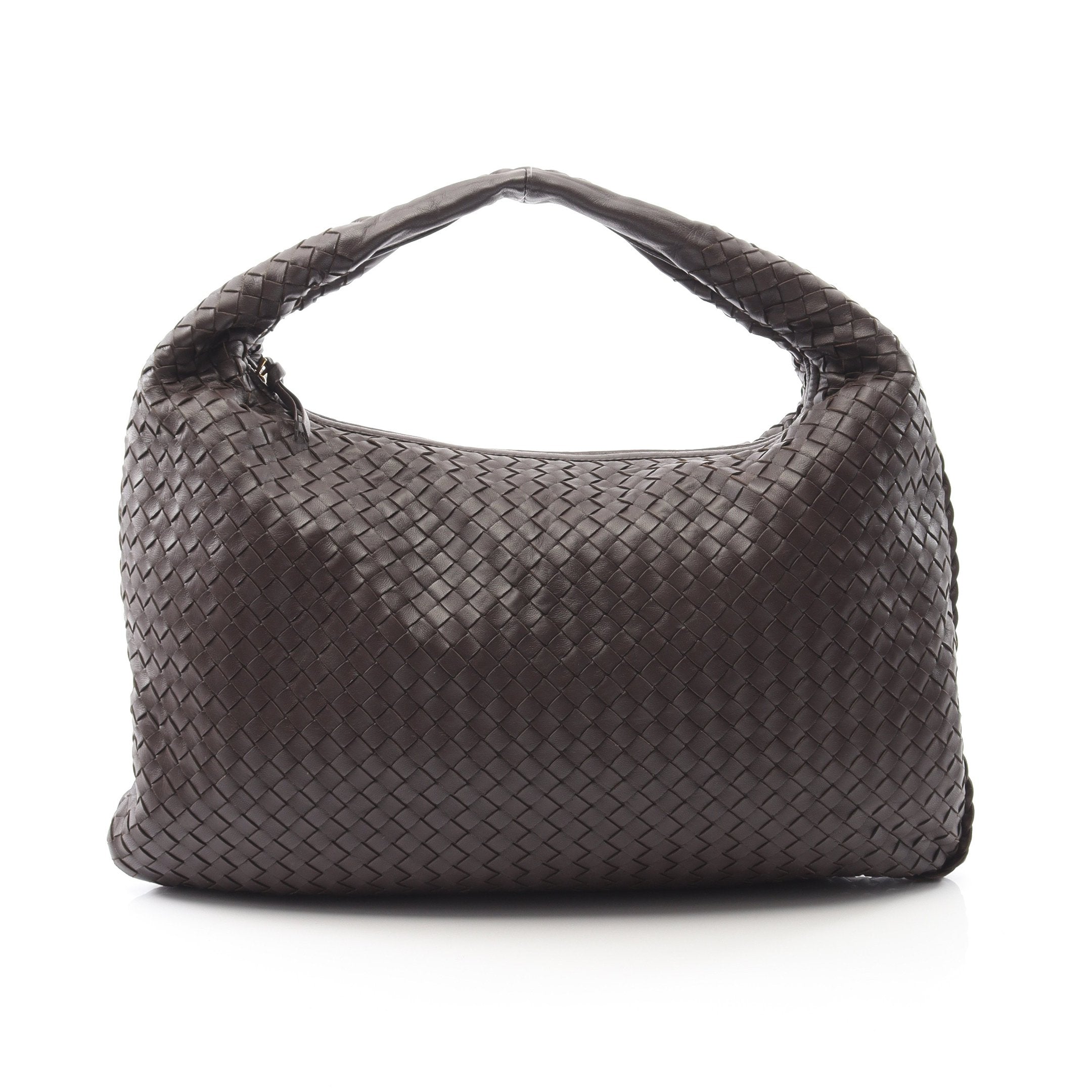 ボッテガべネタ　ダークブラウン レザー ハンドバッグ イントレチャート ワンショルダーバッグ レザー ダークブラウン