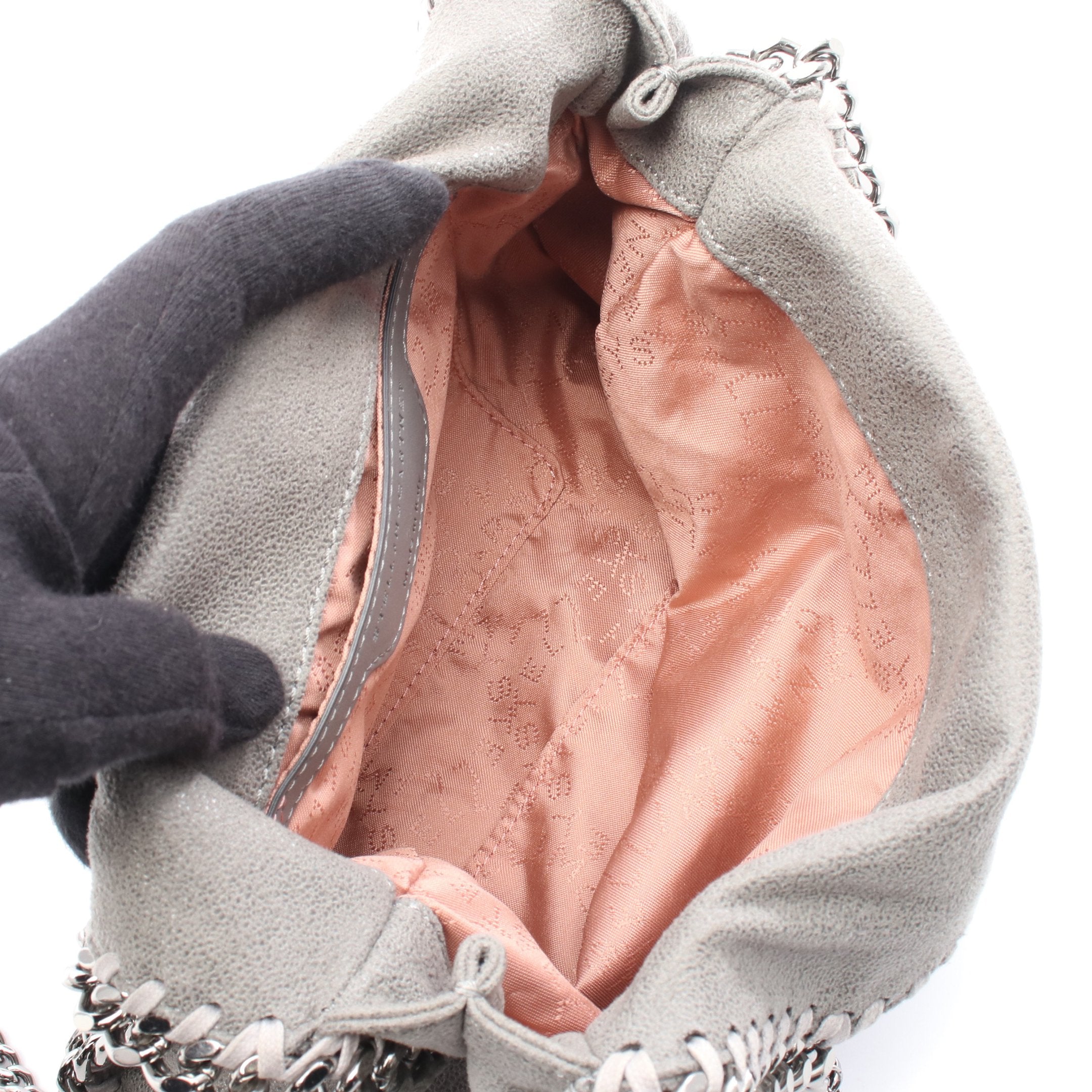 ファラベラ ミニ チェーンショルダーバッグ フェイクレザー グレー