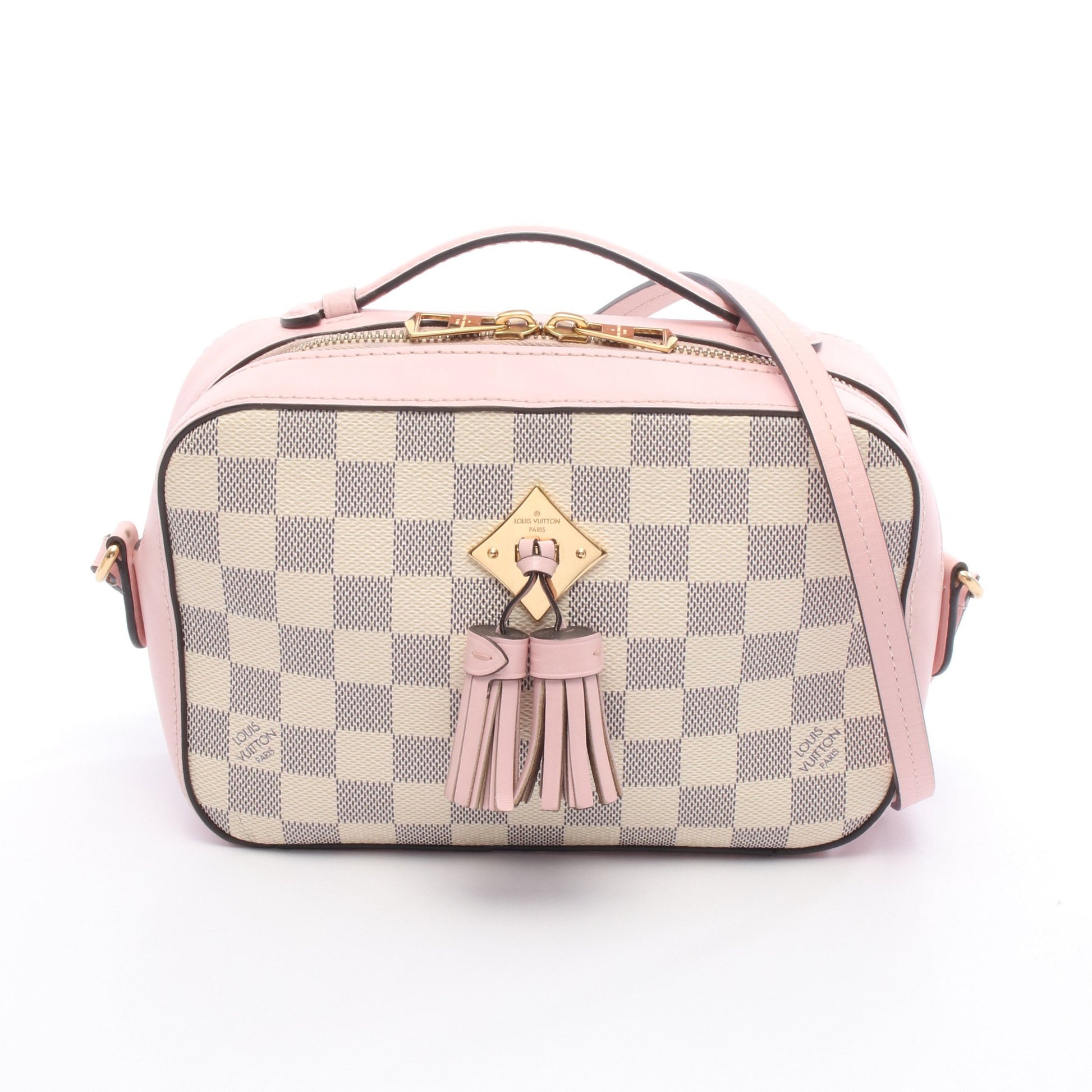 サントンジュ ダミエアズール オードローズ ショルダーバッグ PVC レザー ホワイト ピンク ルイヴィトン バッグ LOUIS VUITTON