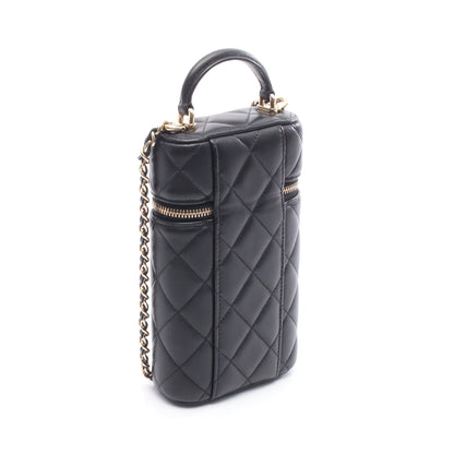 マトラッセ バニティ フォンケース チェーンショルダーバッグ ラムスキン ブラック ゴールド金具 シャネル バッグ CHANEL