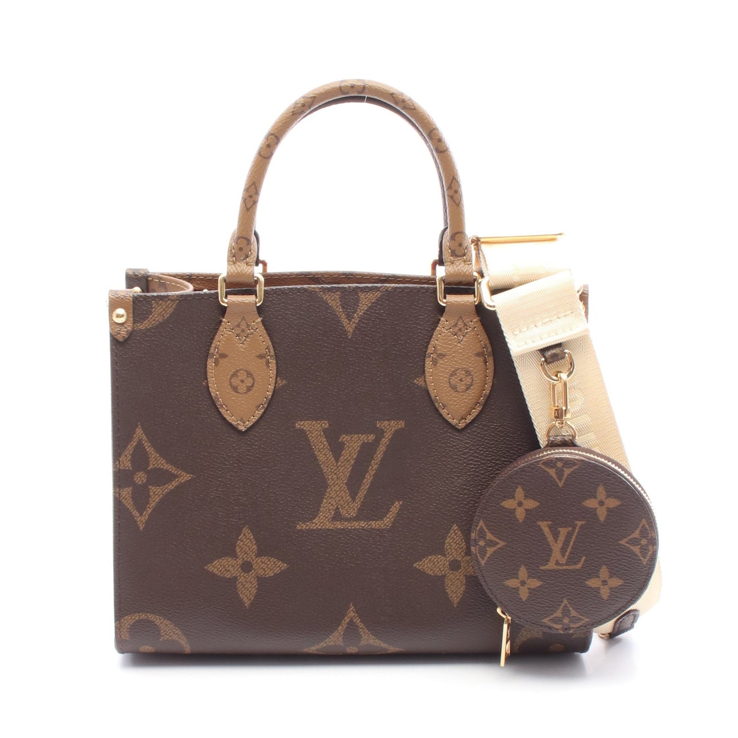 オンザゴーPM モノグラムジャイアント リバース ハンドバッグ PVC ブラウン ベージュ 2WAY ルイヴィトン バッグ LOUIS VUITTON