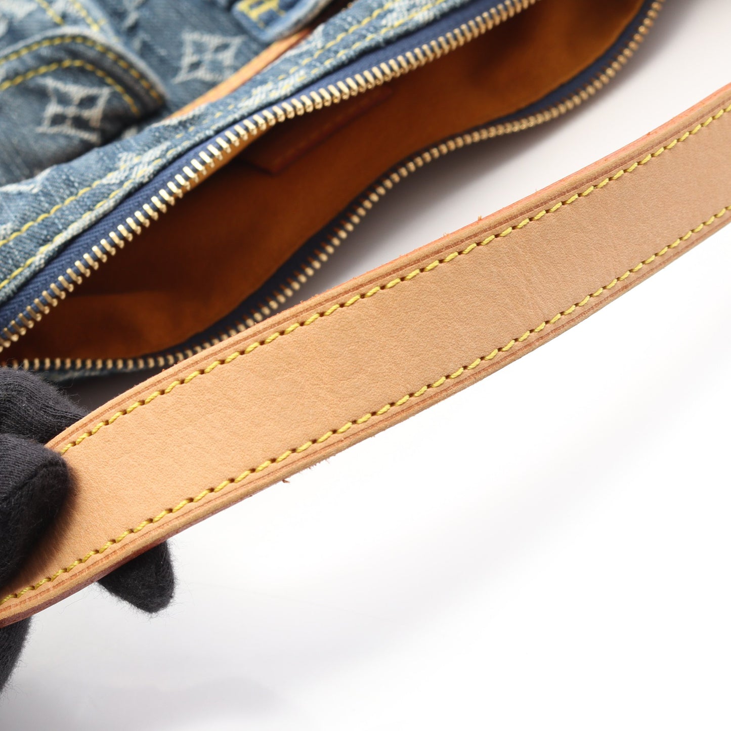 バギーPM モノグラムデニム ショルダーバッグ デニム レザー ブルー 別売りロングショルダーストラップ付き ルイヴィトン バッグ LOUIS VUITTON
