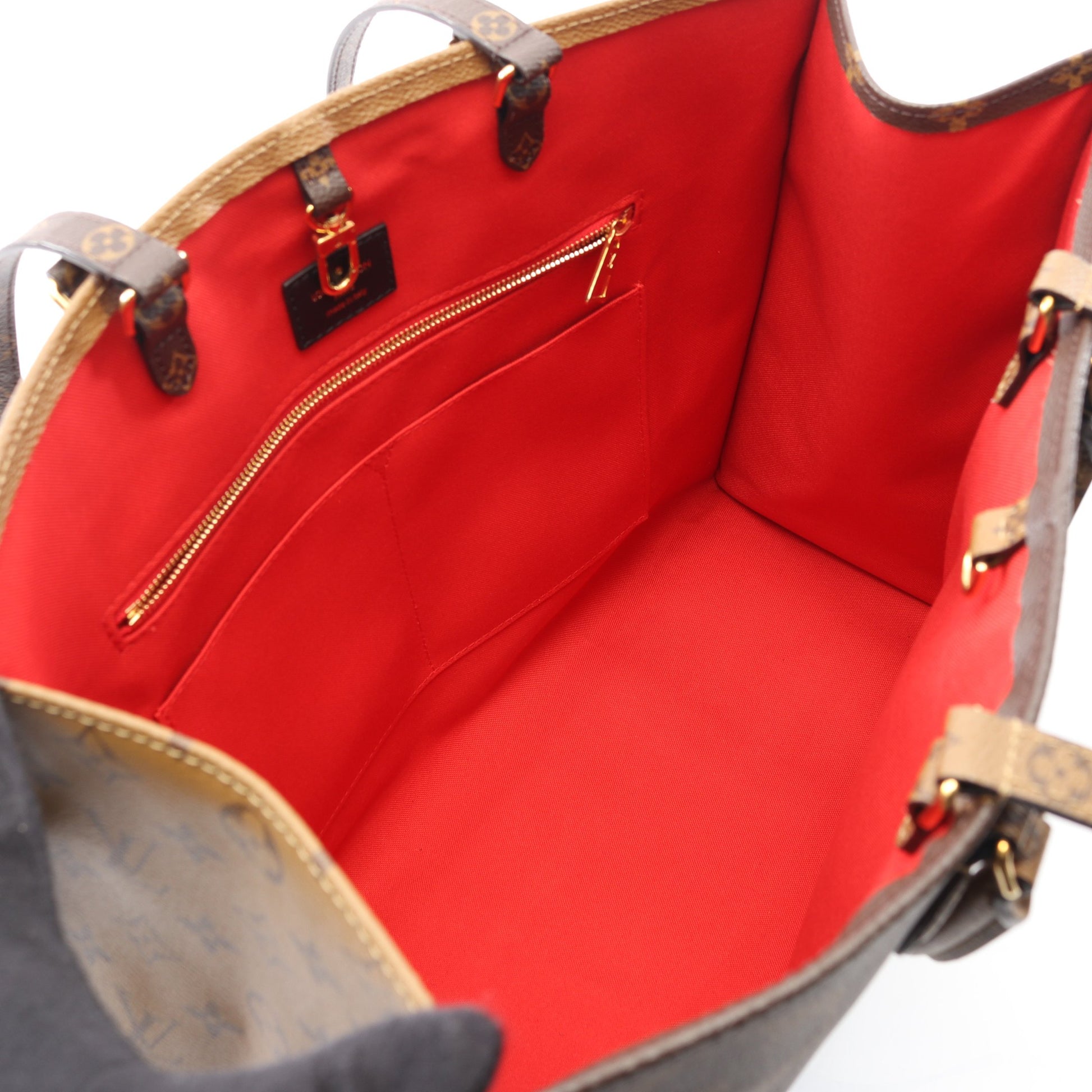 オンザゴーGM モノグラムジャイアント リバース ショルダーバッグ トートバッグ PVC ブラウン ベージュ 2WAY ルイヴィトン バッグ LOUIS VUITTON