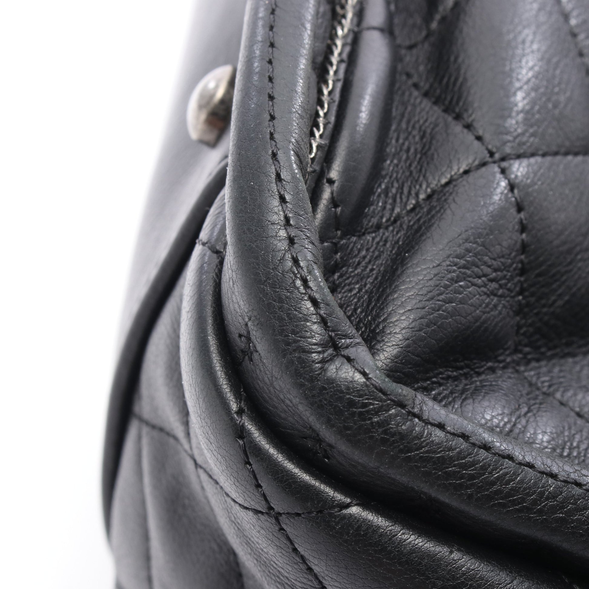 チェーンショルダーバッグ チェーントートバッグ レザー ブラック シルバー金具 シャネル バッグ CHANEL