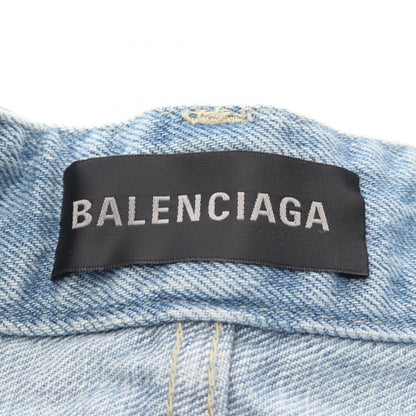 プリーツ デニムスカート コットン ブルー ダメージ加工 バレンシアガ ボトムス BALENCIAGA