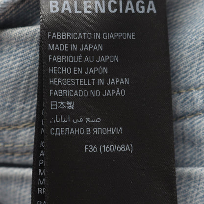 プリーツ デニムスカート コットン ブルー ダメージ加工 バレンシアガ ボトムス BALENCIAGA