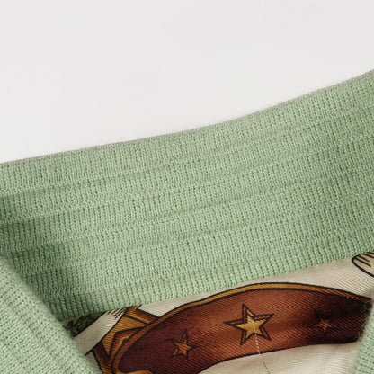 ボンバージャケット 総柄 ウール ナイロン シルク グリーン ベージュ マルチカラー リバーシブル エルメス アウター HERMES