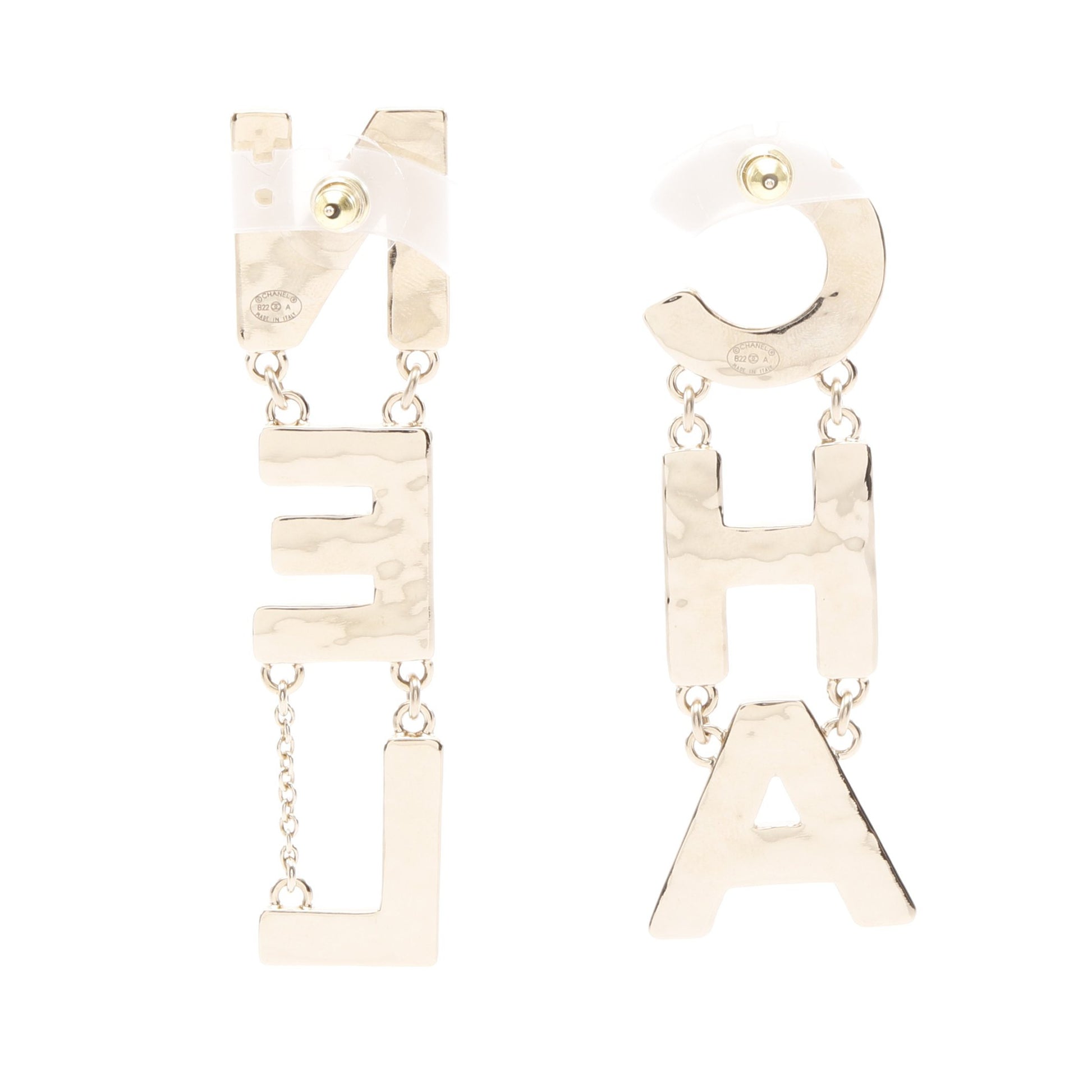 CHANELロゴ ピアス GP ゴールド ブラック オフホワイト B22A シャネル  