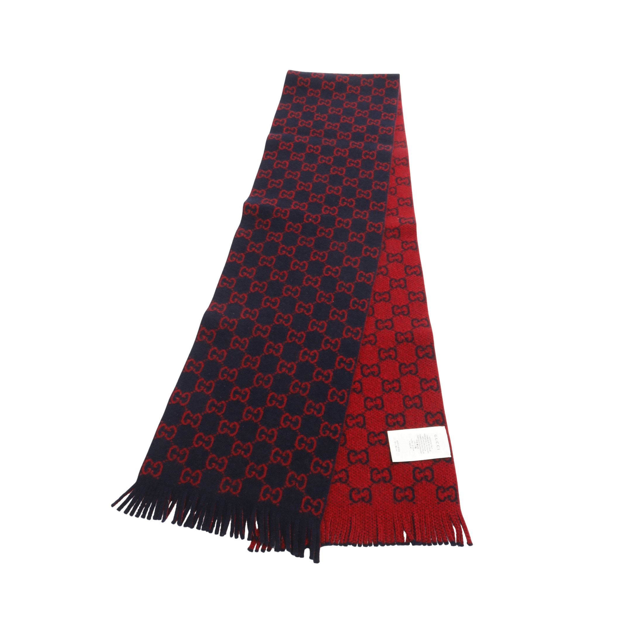 GG柄 マフラー ウール レッド ネイビー グッチ – RECLO