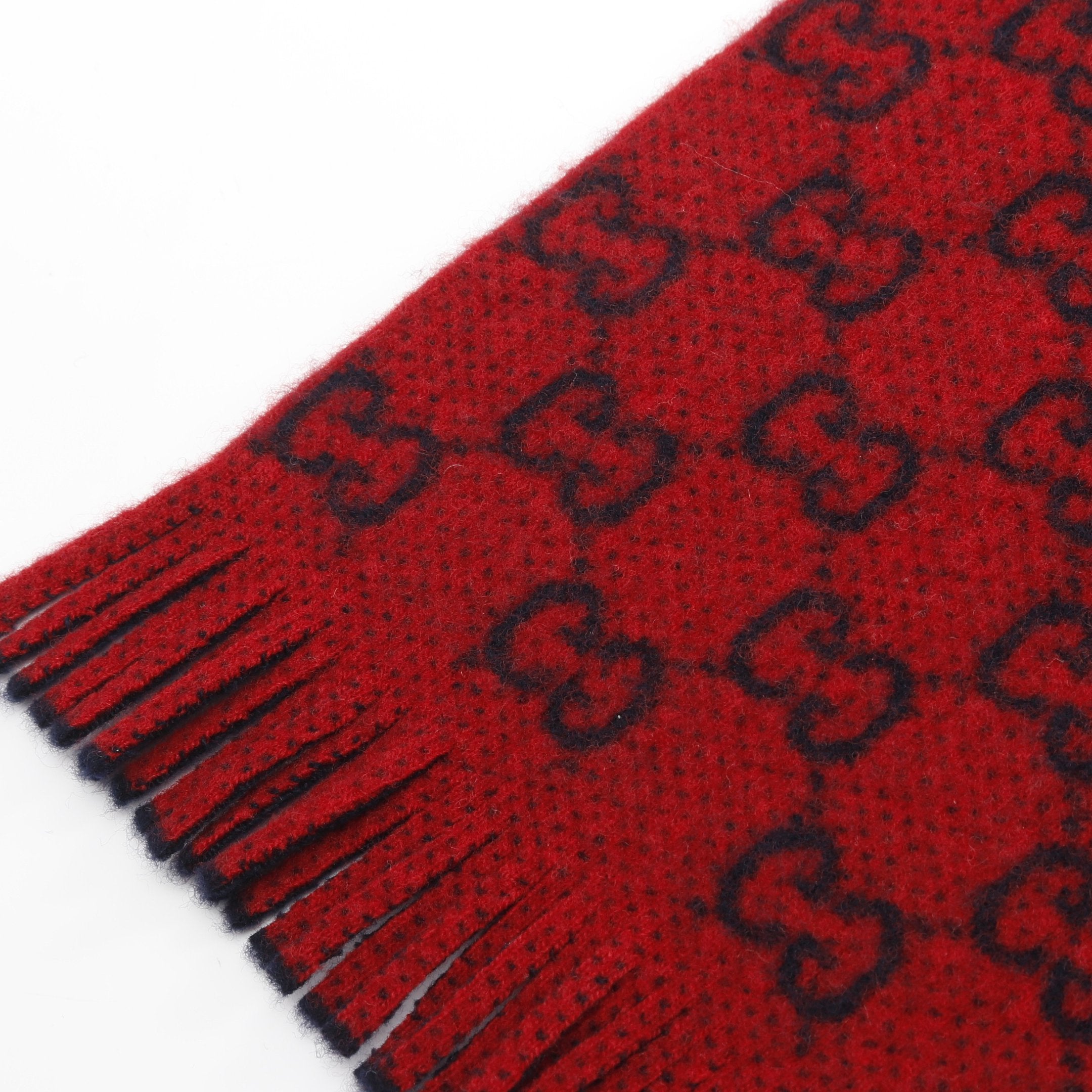 GG柄 マフラー ウール レッド ネイビー グッチ – RECLO