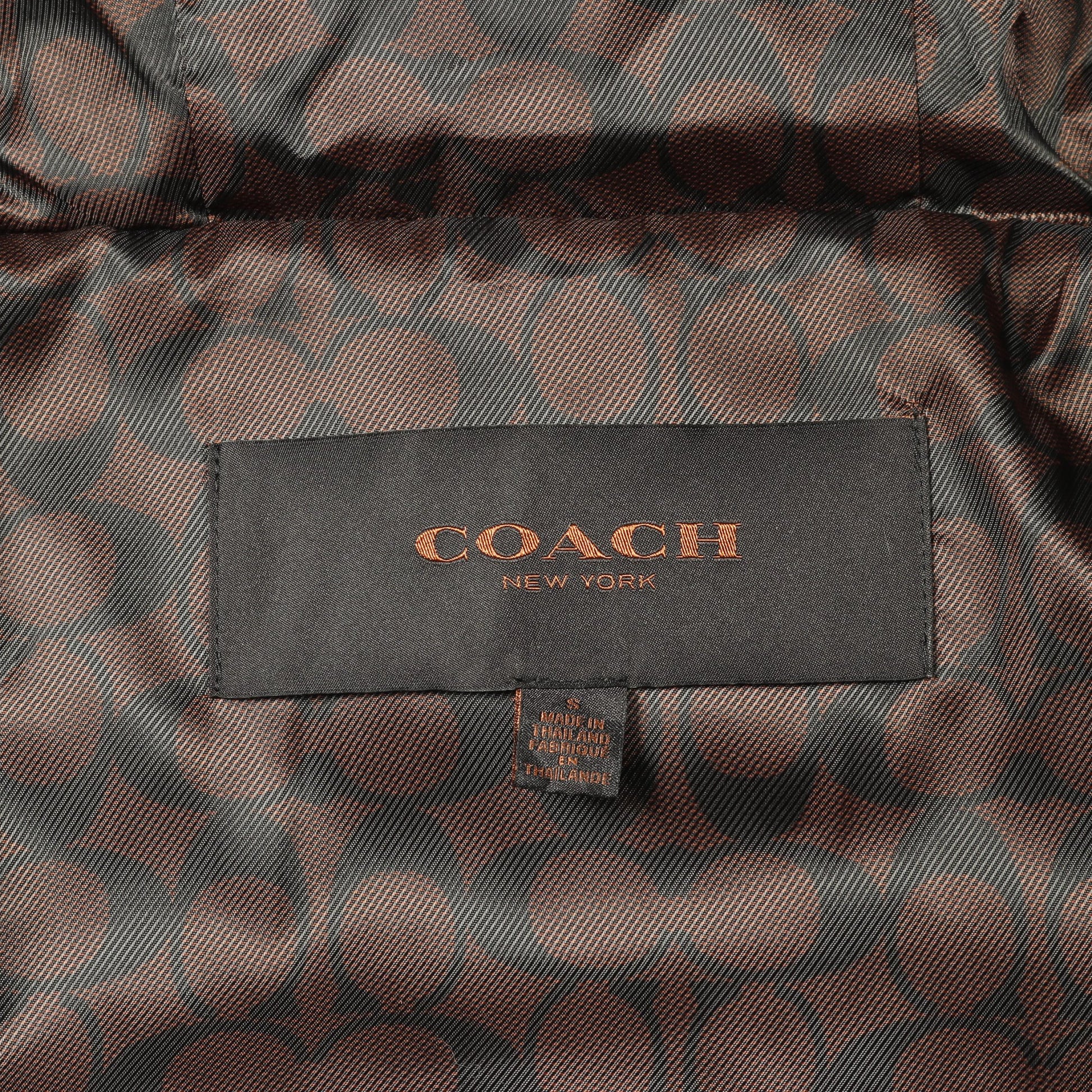 ダウンコート ナイロン パープル フード付き コーチ アウター COACH