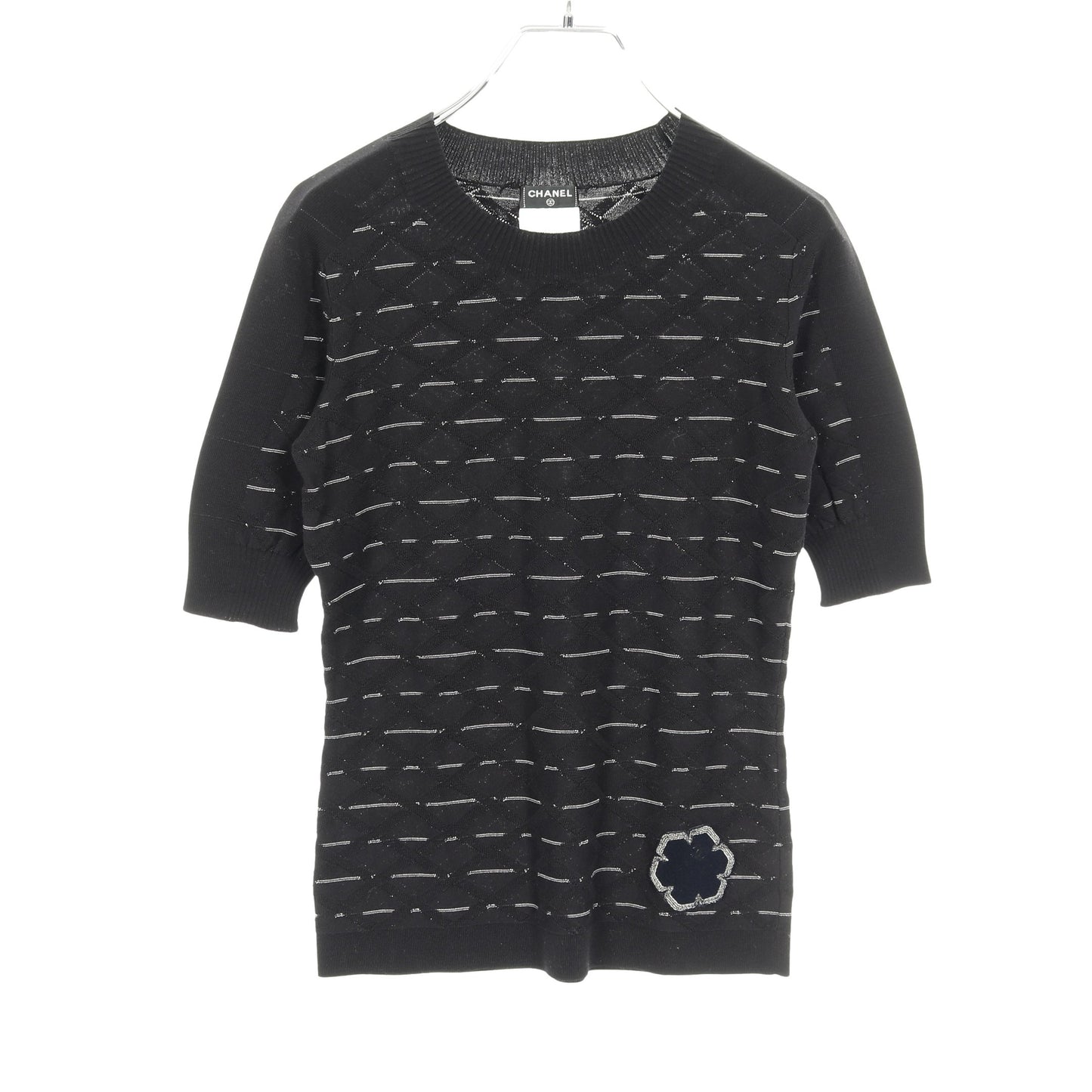 ココマーク サマー ニット クルーネック 半袖 コットン ブラック シャネル トップス CHANEL