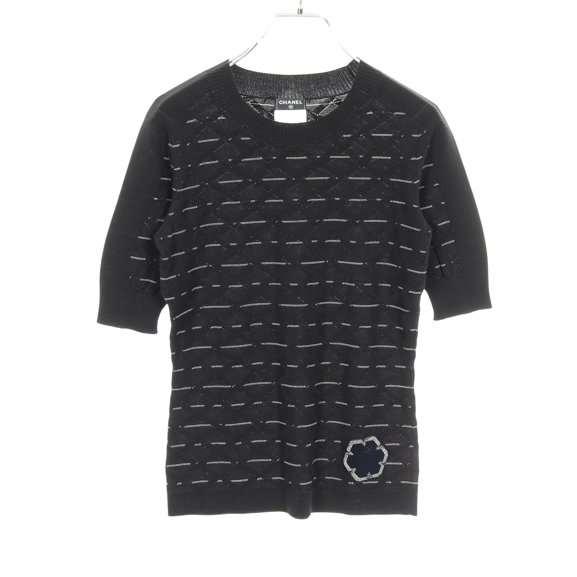 ココマーク サマー ニット クルーネック 半袖 コットン ブラック シャネル トップス CHANEL