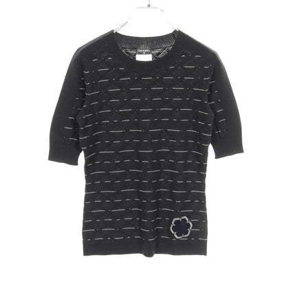 ココマーク サマー ニット クルーネック 半袖 コットン ブラック シャネル トップス CHANEL