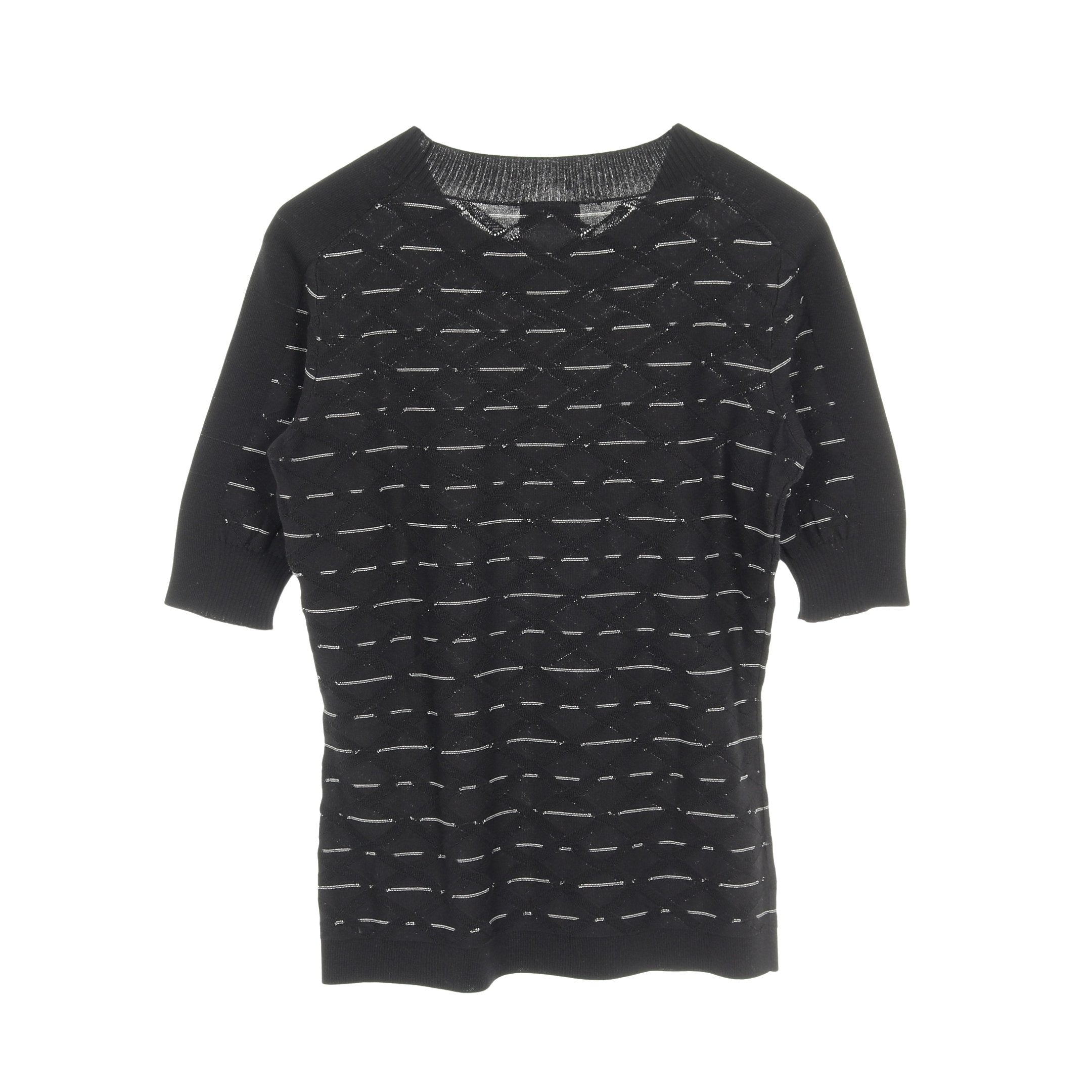 シャネル （CHANEL） コットン 半袖 ニット トップス P19104 ブラック ＃38 ウエア（中古） シャネル ココマーク 23C コットン×ポリウレタン 半袖ニット⁄トップス