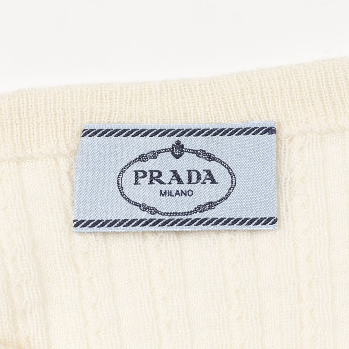 ニット クルーネック 半袖 ウール オフホワイト プラダ トップス PRADA