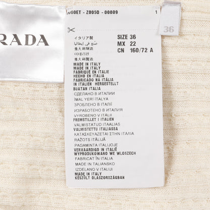 ニット クルーネック 半袖 ウール オフホワイト プラダ トップス PRADA