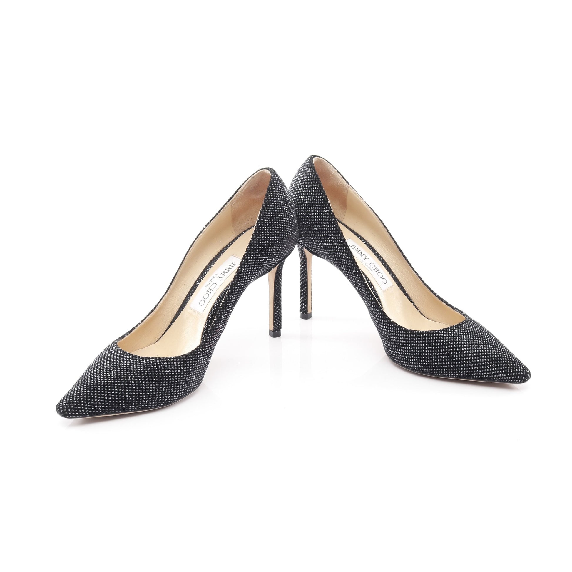 パンプス ラメ ファブリック ブラック シルバー ジミーチュウ シューズ JIMMY CHOO