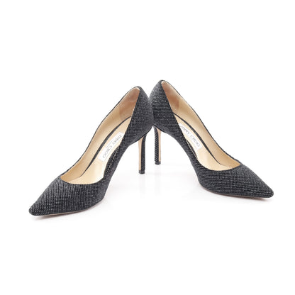 パンプス ラメ ファブリック ブラック シルバー ジミーチュウ シューズ JIMMY CHOO