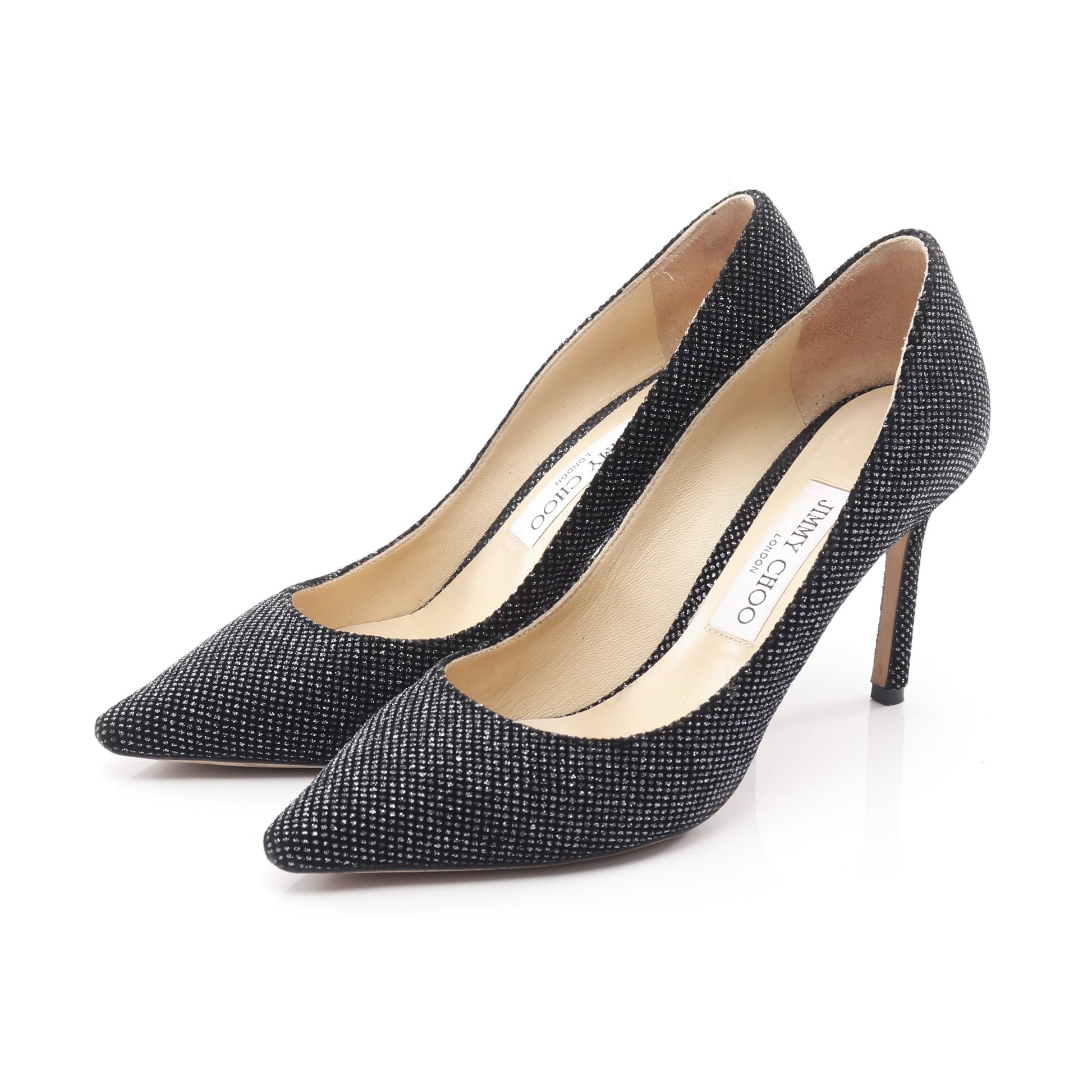 パンプス ラメ ファブリック ブラック シルバー ジミーチュウ シューズ JIMMY CHOO