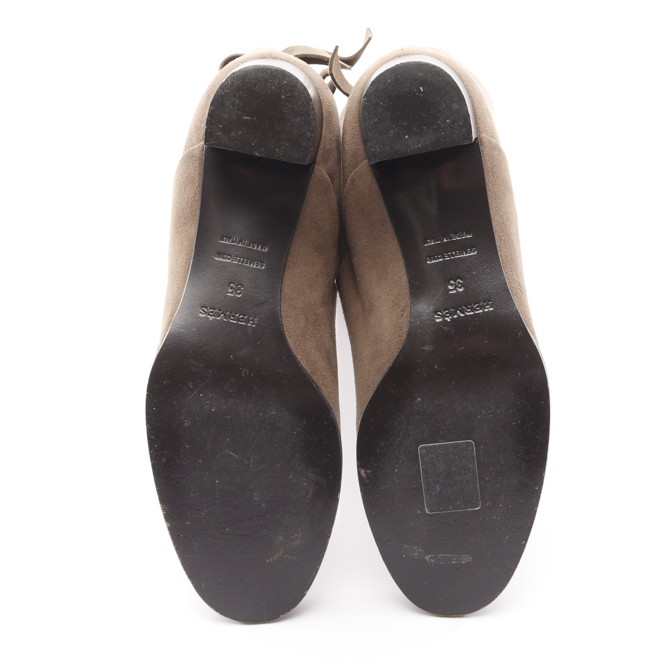 ロング ブーツ バックリボン スエード グレーベージュ エルメス – RECLO