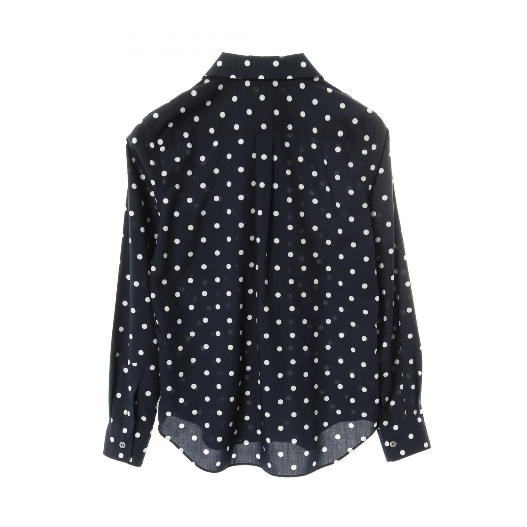 シャツ 長袖 ドット 丸襟 ネイビー コムデギャルソンコムデギャルソン