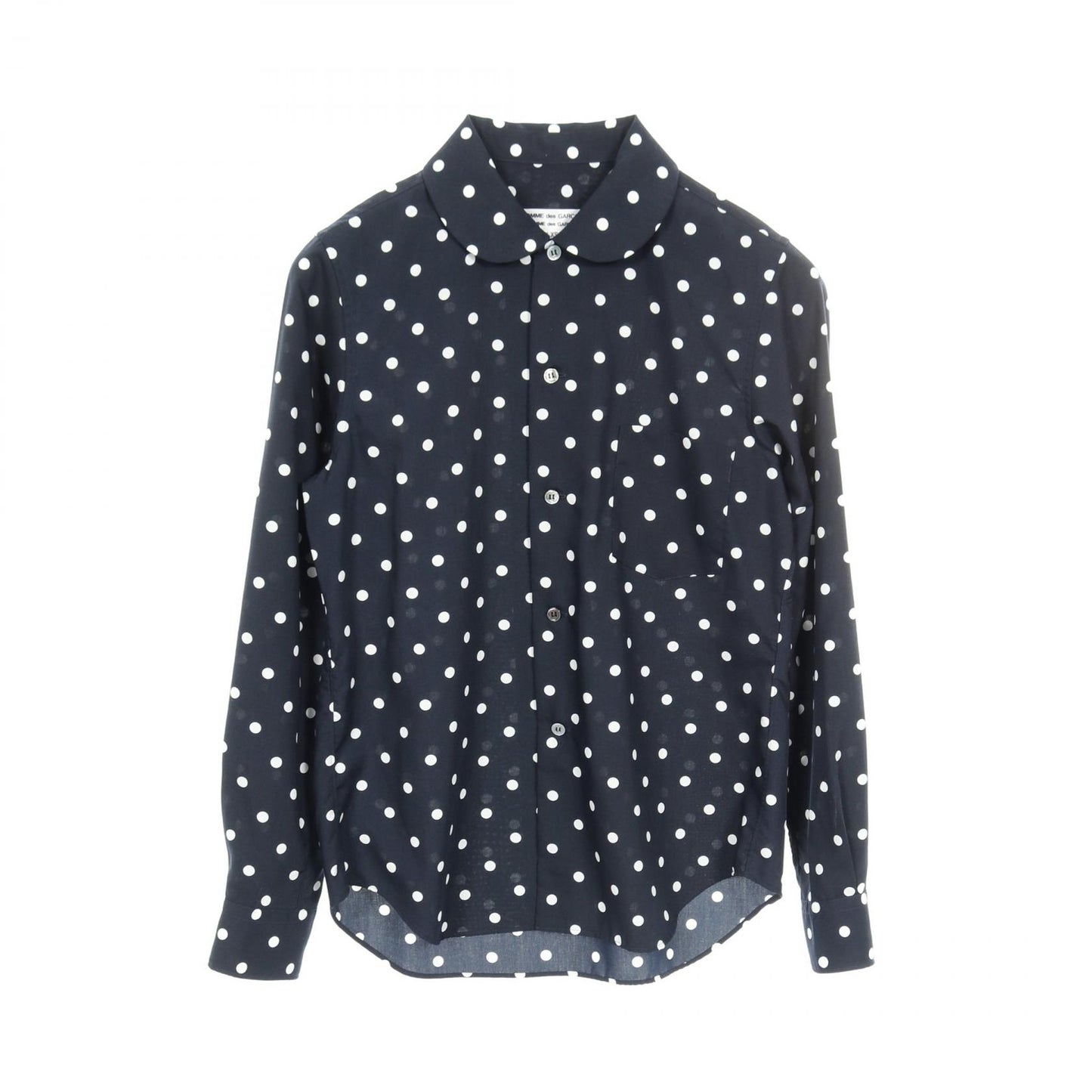 シャツ 長袖 ドット 丸襟 ネイビー コムデギャルソンコムデギャルソン トップス Comme des Garcons Comme des Garcons