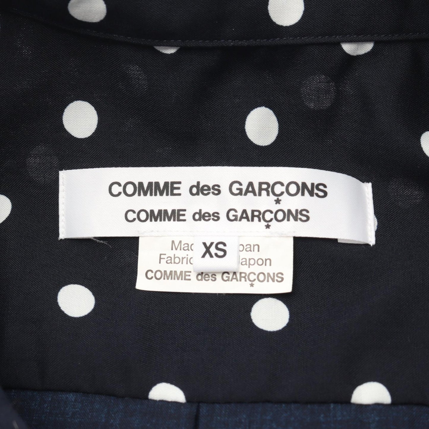シャツ 長袖 ドット 丸襟 ネイビー コムデギャルソンコムデギャルソン トップス Comme des Garcons Comme des Garcons