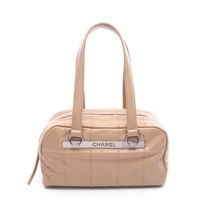 チョコバー ボストンバッグ キャビアスキン ベージュ シルバー金具 シャネル バッグ CHANEL