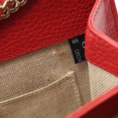 インターロッキングG チェーンショルダーバッグ レザー レッド グッチ バッグ GUCCI