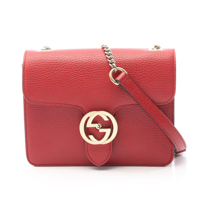 インターロッキングG チェーンショルダーバッグ レザー レッド グッチ バッグ GUCCI