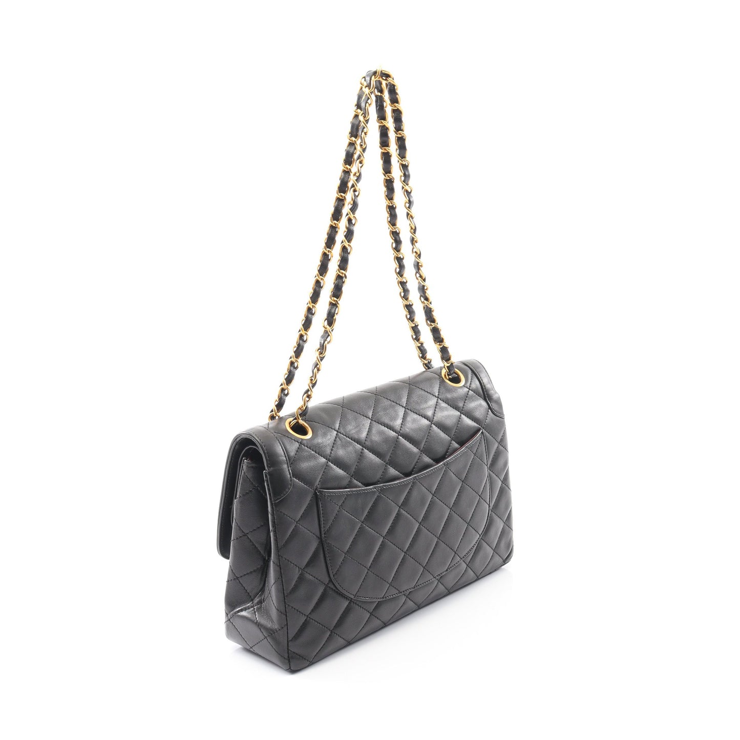 マトラッセ パリ限定 Wフラップ Wチェーンショルダーバッグ ラムスキン ブラック コンビ金具 シャネル バッグ CHANEL