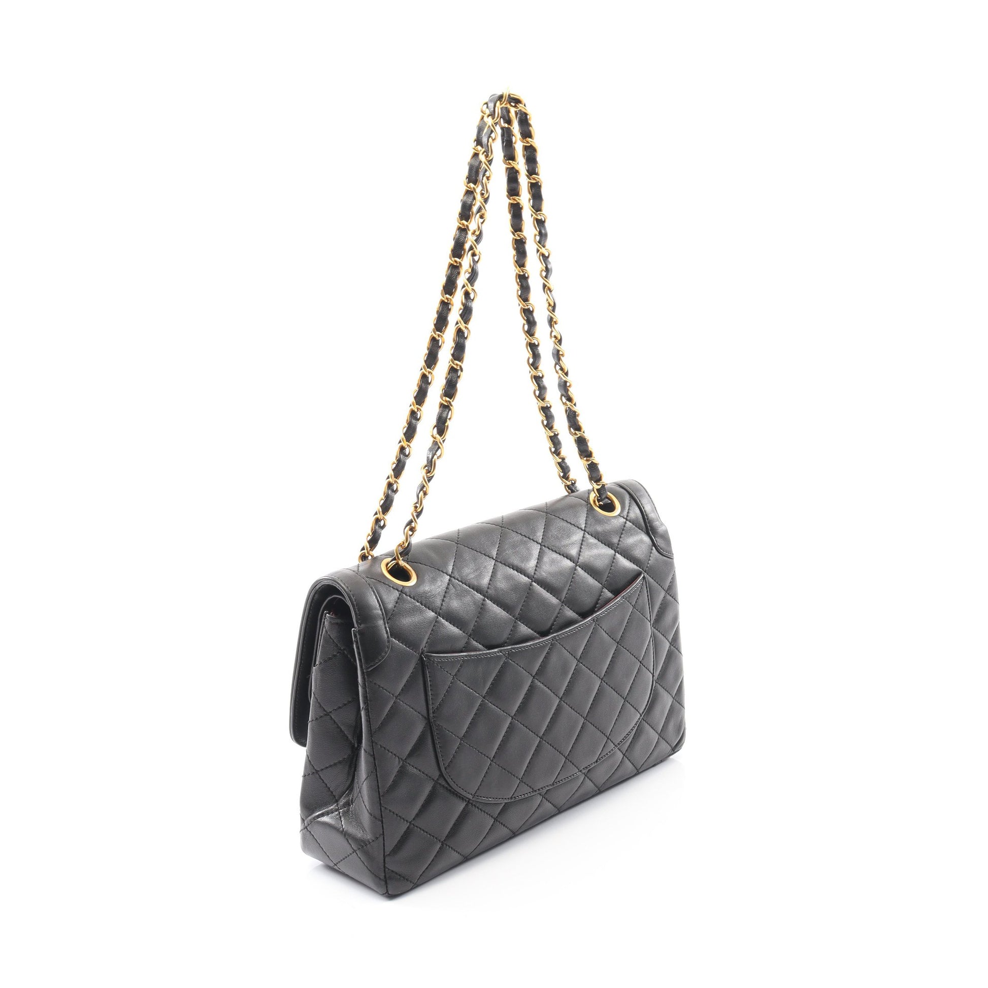 マトラッセ パリ限定 Wフラップ Wチェーンショルダーバッグ ラムスキン ブラック コンビ金具 シャネル バッグ CHANEL