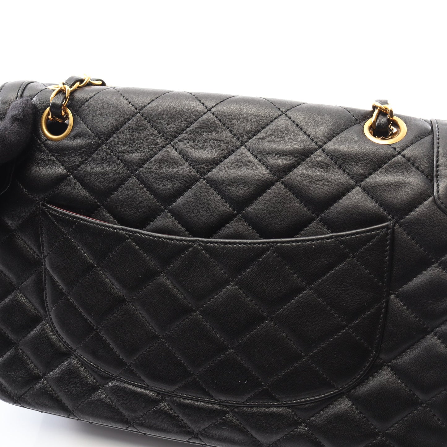 マトラッセ パリ限定 Wフラップ Wチェーンショルダーバッグ ラムスキン ブラック コンビ金具 シャネル バッグ CHANEL
